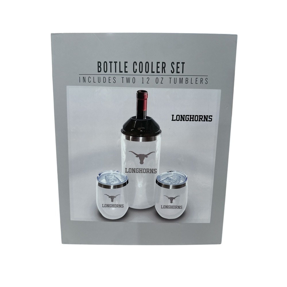 Longhorns Wine Bottle Cooler Set with Two 12oz Tumblers NEW in Box
